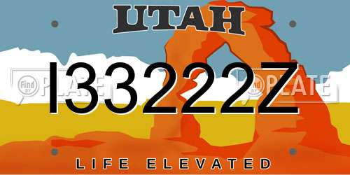 I33222Z Utah License Plate