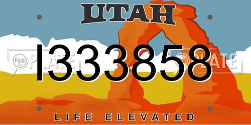 I333858 Utah License Plate
