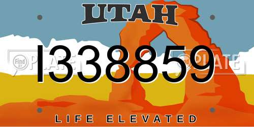 I338859 Utah License Plate