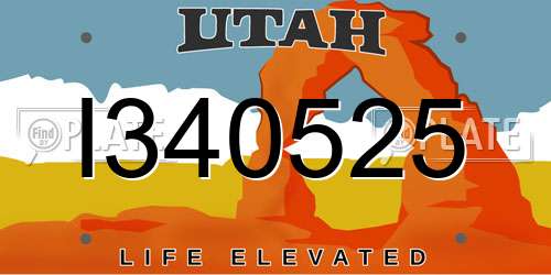 I340525 Utah License Plate