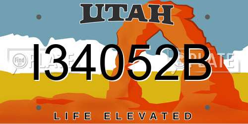 I34052B Utah License Plate