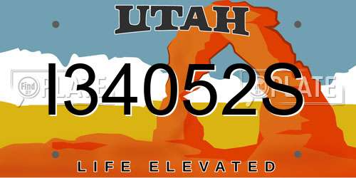 I34052S Utah License Plate