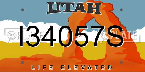 I34057S Utah License Plate