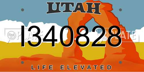 I340828 Utah License Plate