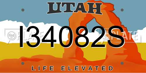 I34082S Utah License Plate