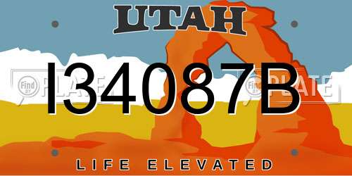 I34087B Utah License Plate