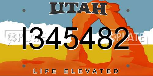 I345482 Utah License Plate