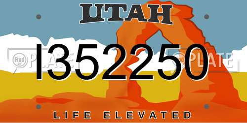 I352250 Utah License Plate