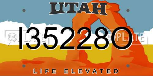 I35228O Utah License Plate