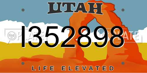 I352898 Utah License Plate