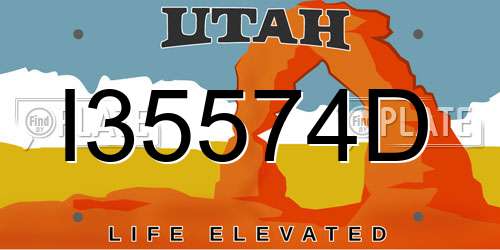 I35574D Utah License Plate