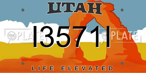 I3571I Utah License Plate