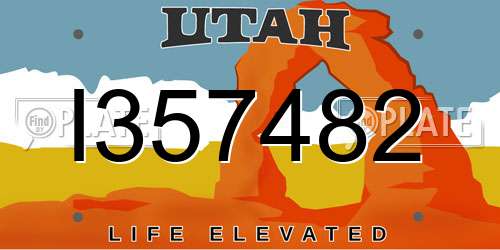 I357482 Utah License Plate