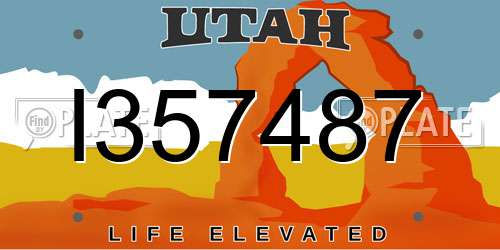 I357487 Utah License Plate