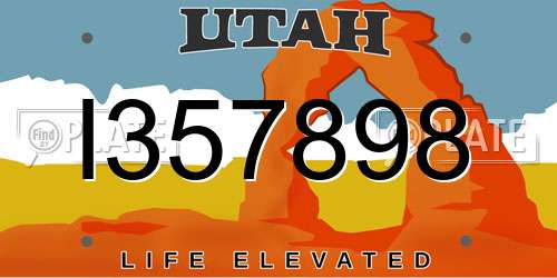 I357898 Utah License Plate