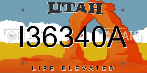 I36340A Utah License Plate