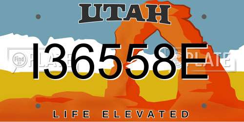 I36558E Utah License Plate