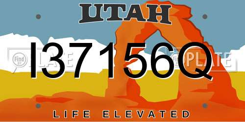 I37156Q Utah License Plate