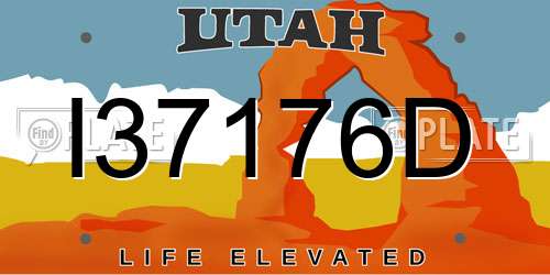 I37176D Utah License Plate