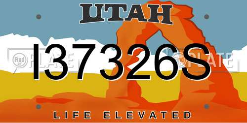 I37326S Utah License Plate