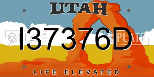 I37376D Utah License Plate