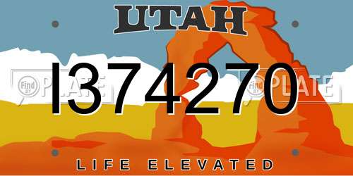 I374270 Utah License Plate