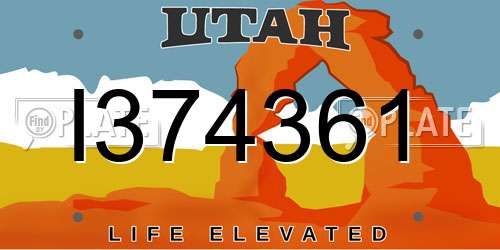 I374361 Utah License Plate