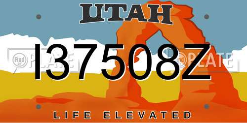 I37508Z Utah License Plate