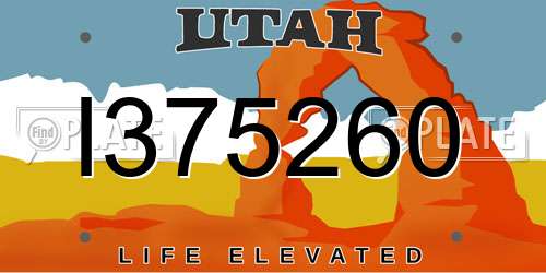 I375260 Utah License Plate