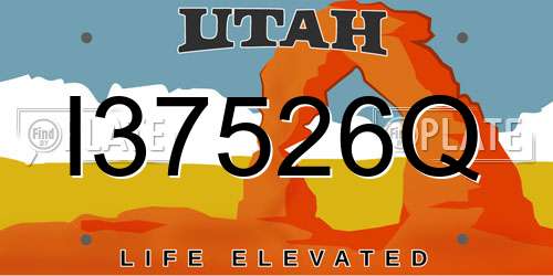 I37526Q Utah License Plate