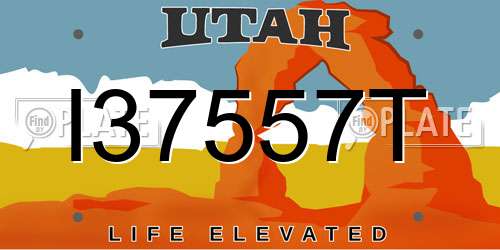 I37557T Utah License Plate
