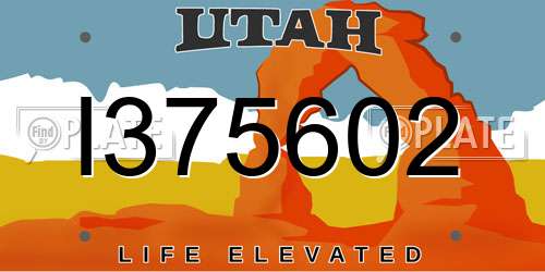 I375602 Utah License Plate