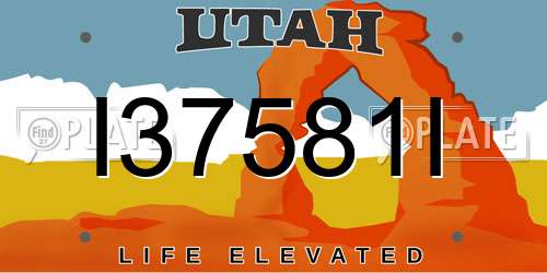 I37581I Utah License Plate