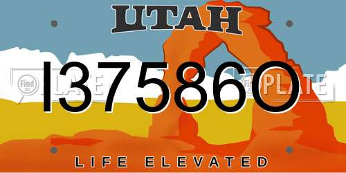 I37586O Utah License Plate