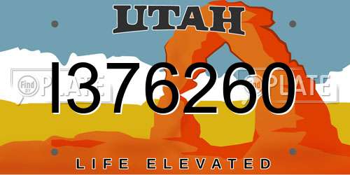 I376260 Utah License Plate