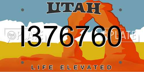 I376760 Utah License Plate