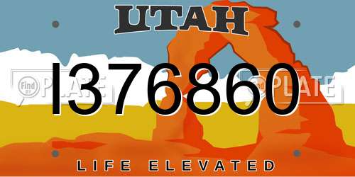 I376860 Utah License Plate