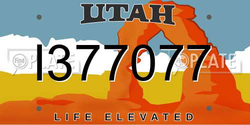 I377077 Utah License Plate