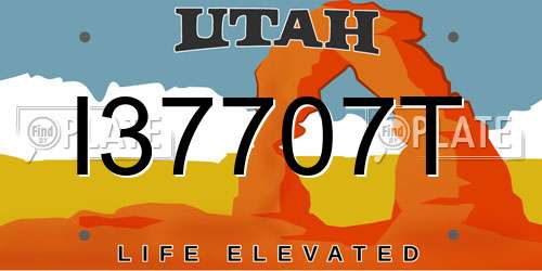 I37707T Utah License Plate