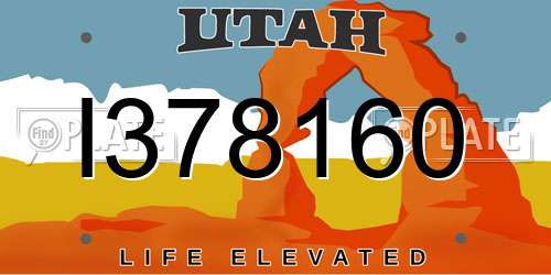 I378160 Utah License Plate