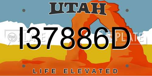 I37886D Utah License Plate