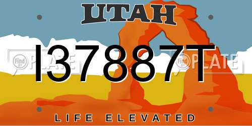 I37887T Utah License Plate