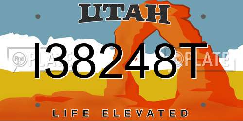 I38248T Utah License Plate