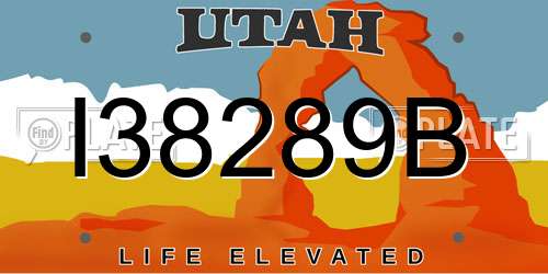 I38289B Utah License Plate
