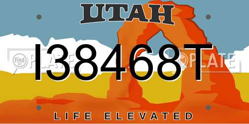 I38468T Utah License Plate