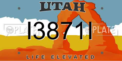 I3871I Utah License Plate