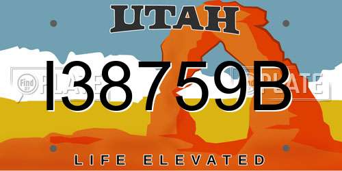 I38759B Utah License Plate