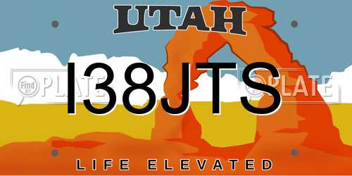 I38JTS Utah License Plate