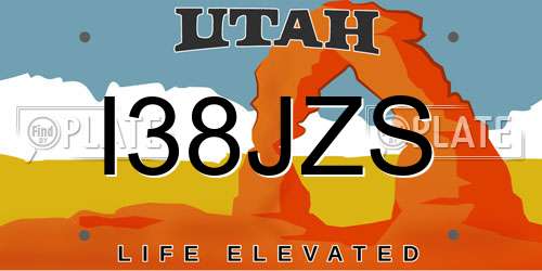 I38JZS Utah License Plate