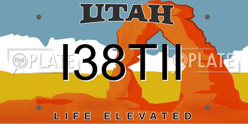 I38TII Utah License Plate